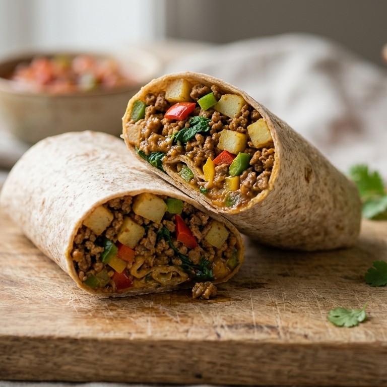 Wraps met gehakt, aardappel en groenten recept