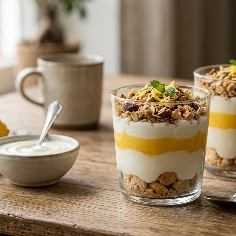 Yoghurt-lemoncurdtrifle met cruesli recept