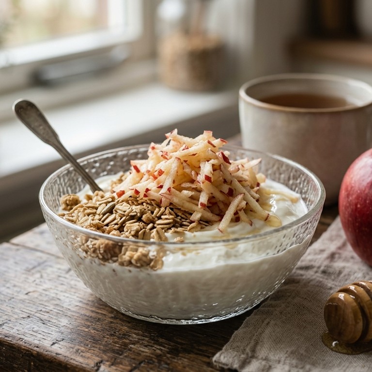 Yoghurt met muesli en appel recept