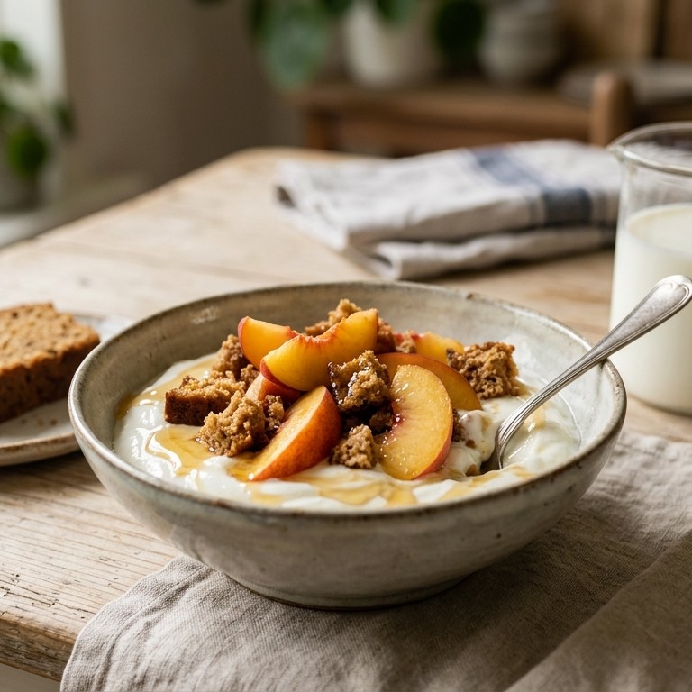 Yoghurt met perziken en honing recept