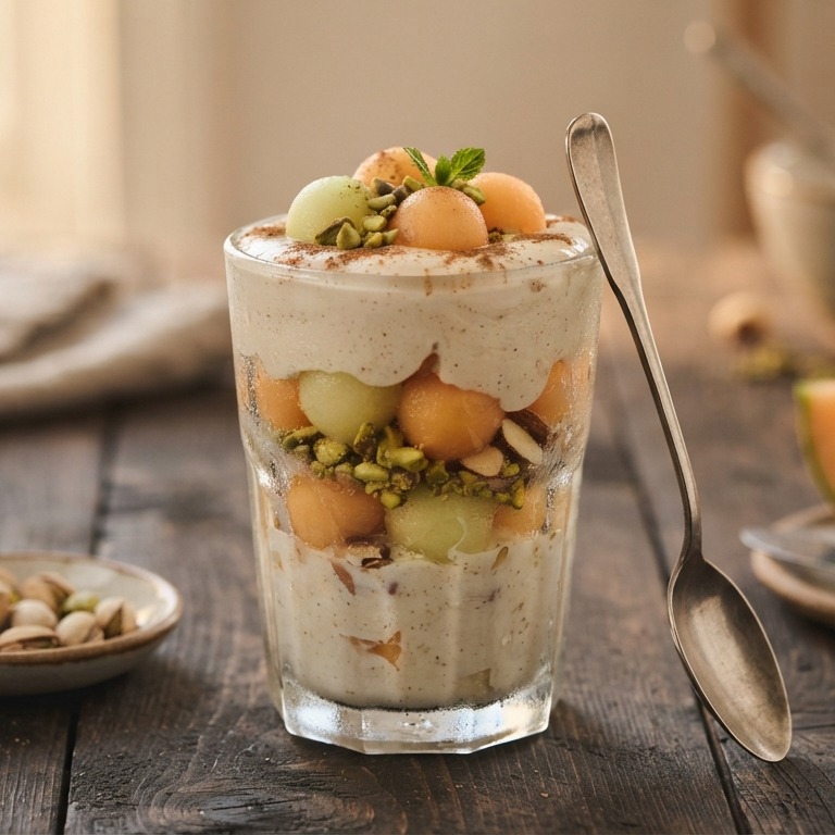 Yoghurt Taj-mahal (met pistachenootjes en meloen) recept
