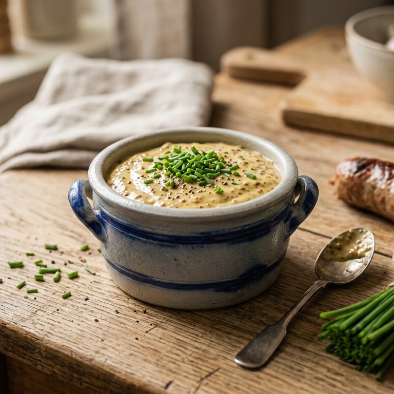 Zaanse mosterdsaus met bieslook recept