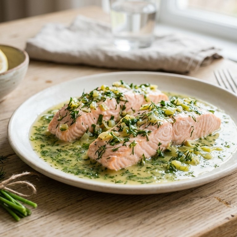 Zalm in groene kruiden recept