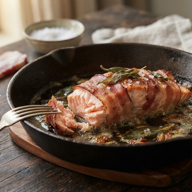 Zalm met bacon recept