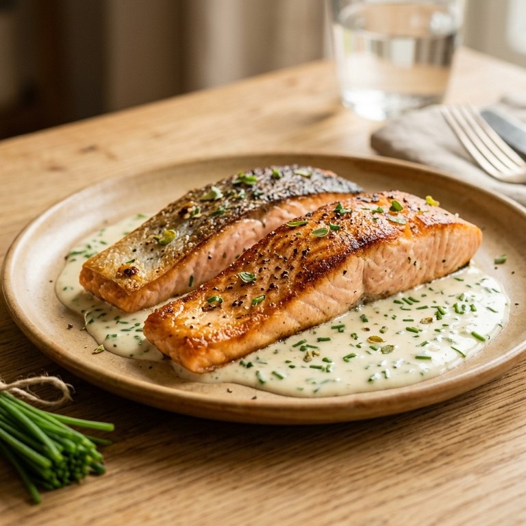 Zalm met bieslookroomsaus recept