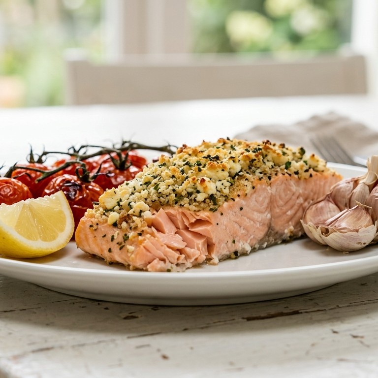 Zalm met feta-kruidenkruim recept