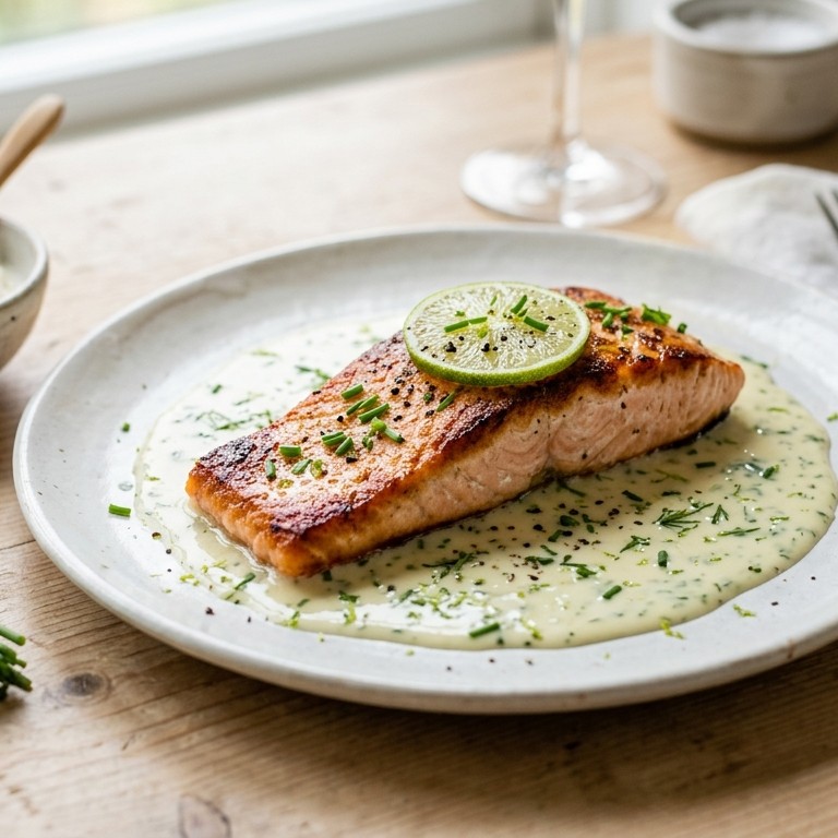 Zalm met limoen-roomsaus recept