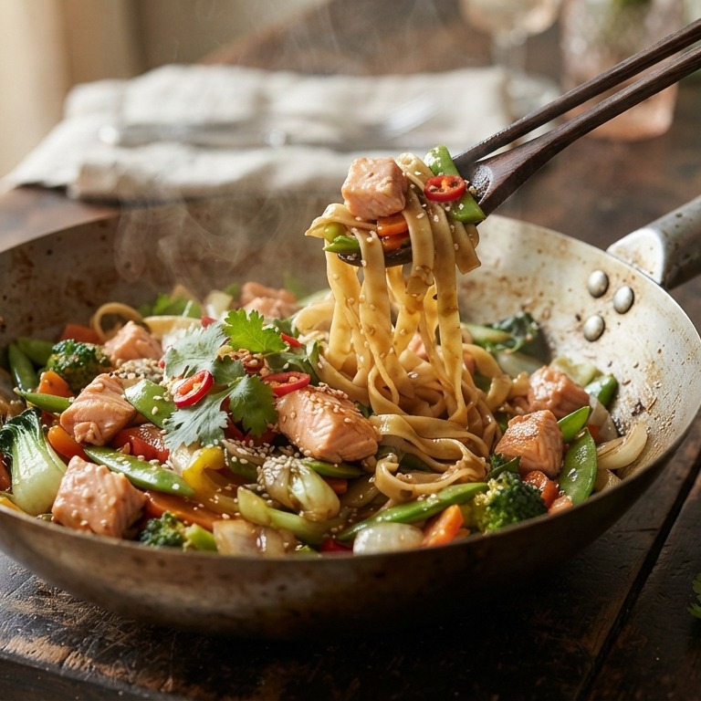 Zalm met wokgroente recept