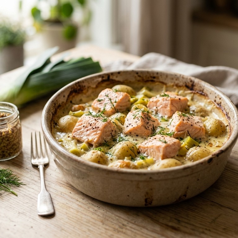 Zalm overpotje met mosterdsaus recept