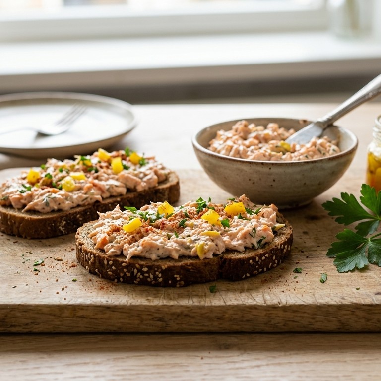 Zalm salade ( voor op brood) recept