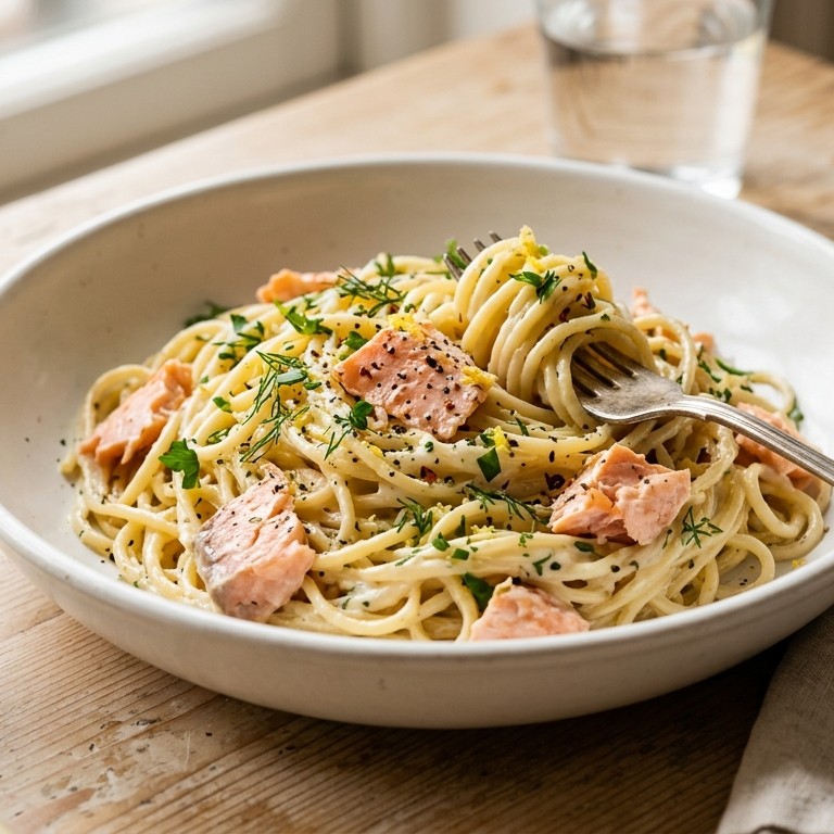 Zalm spaghetti recept