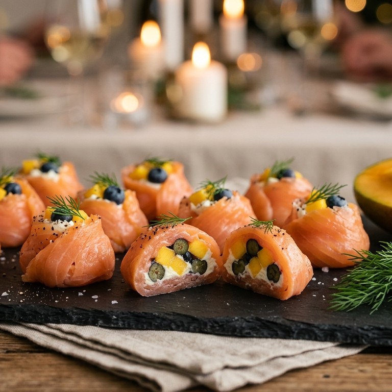 Zalmbonbons met mascarpone-vruchtenvulling recept