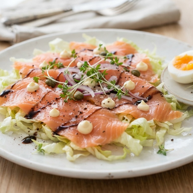 Zalmcarpaccio met ijsbergsla recept