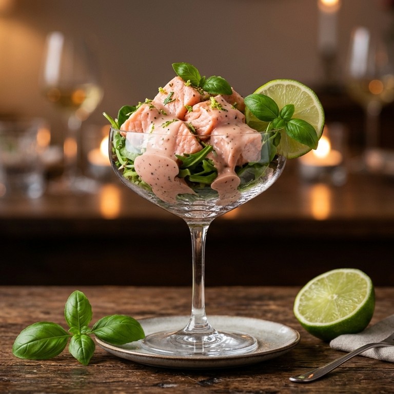 Zalmcocktail met whiskysaus recept