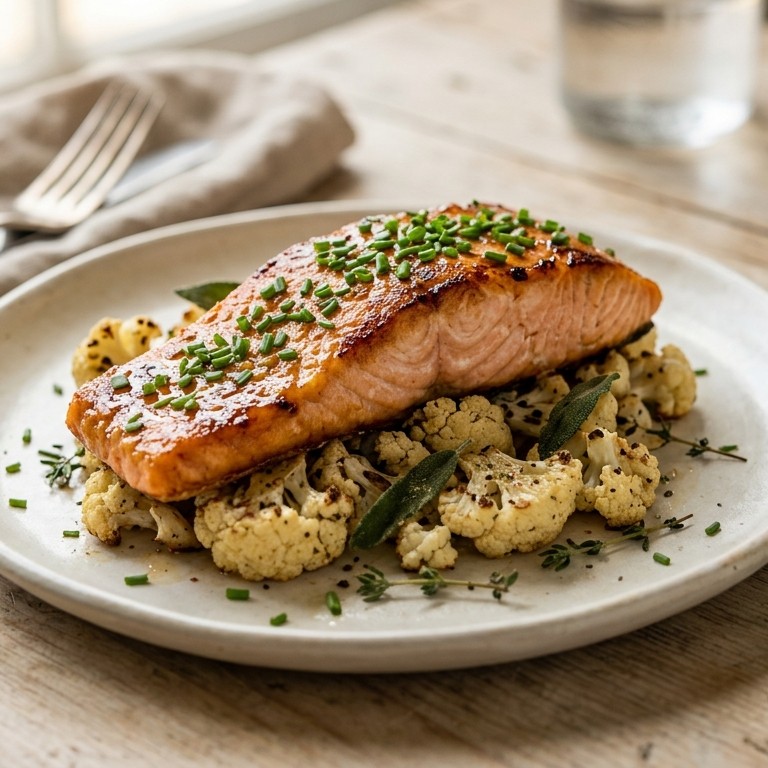 Zalmfilet met bloemkool op oosterse wijze recept