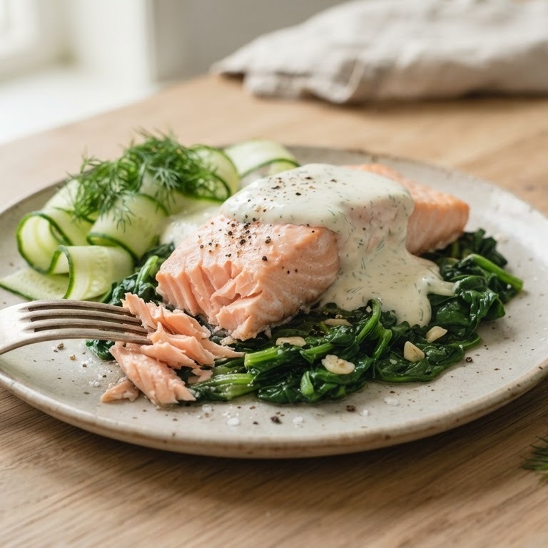 Zalmfilet met dille-yoghurtdressing recept