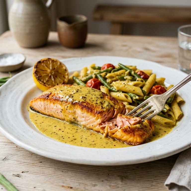 Zalmfilet met kerriepasta recept