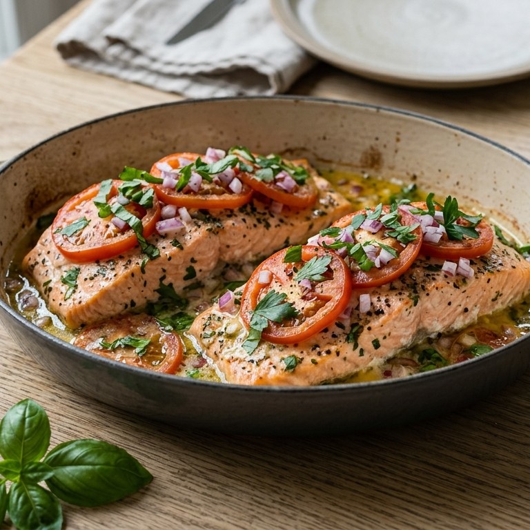 Zalmfilet met kruiden en tomaat uit de oven recept