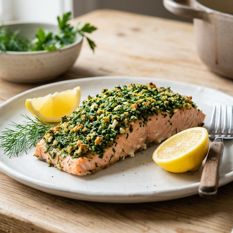 Zalmfilet met kruidenkorst uit de oven recept