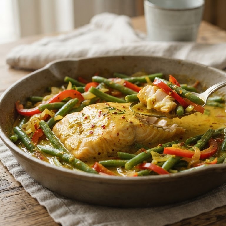 Zalmfilet met sperzieboontjes in kerriesaus recept