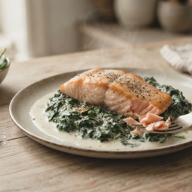 Zalmfilet op bladspinazie recept