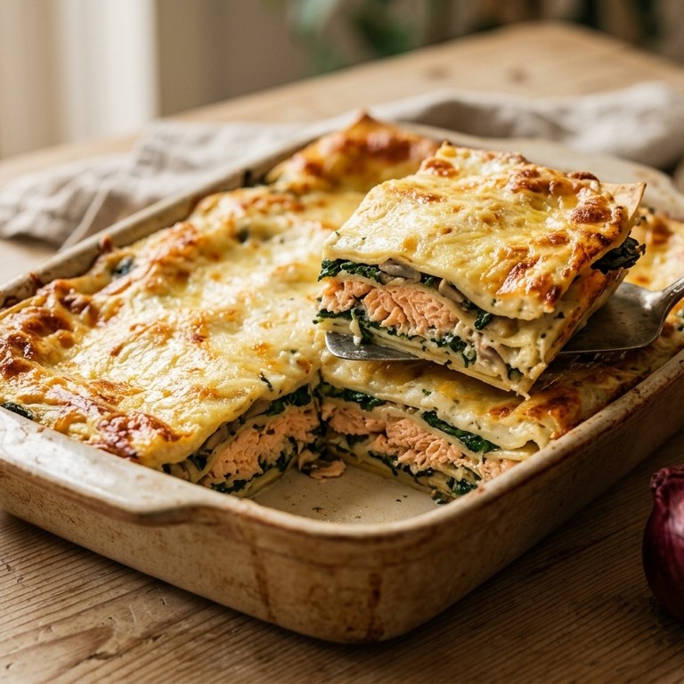 Zalmlasagne met roomkaas recept