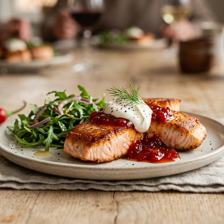 Zalmmedaillons met chilipepermarmelade recept