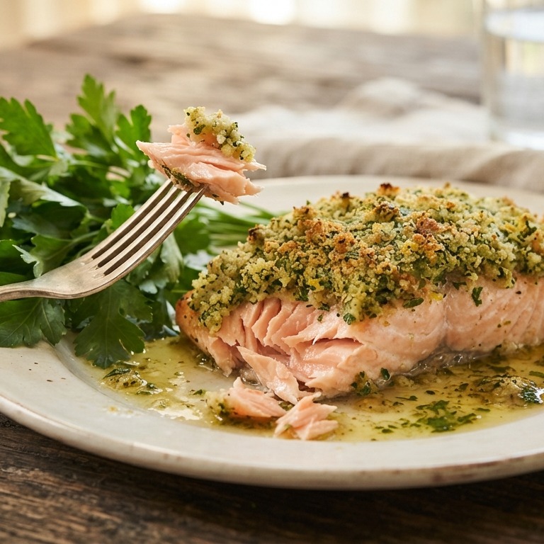 Zalmmoot met een groen dakje recept
