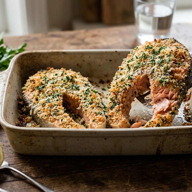 Zalmmoot met kaas-kruidenkorstje recept