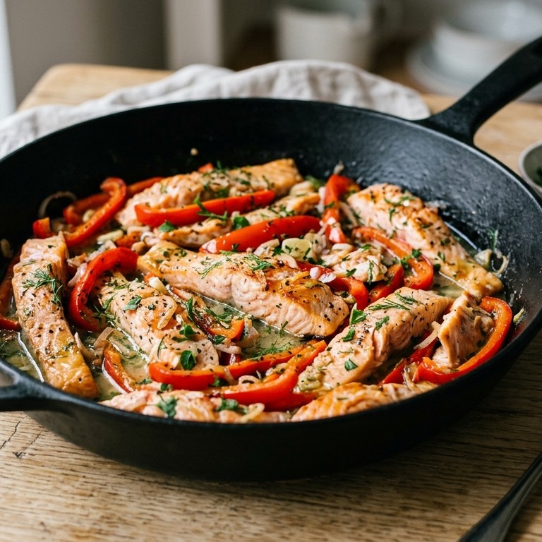 Zalmreepjes met paprika recept