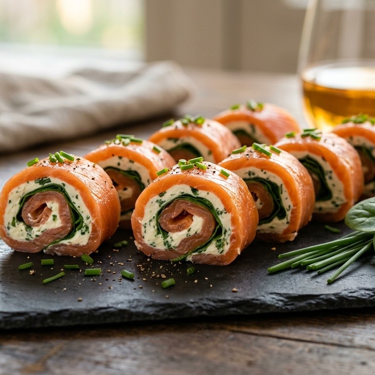 Zalmrolletjes gevuld met spinazie en roomkaas recept