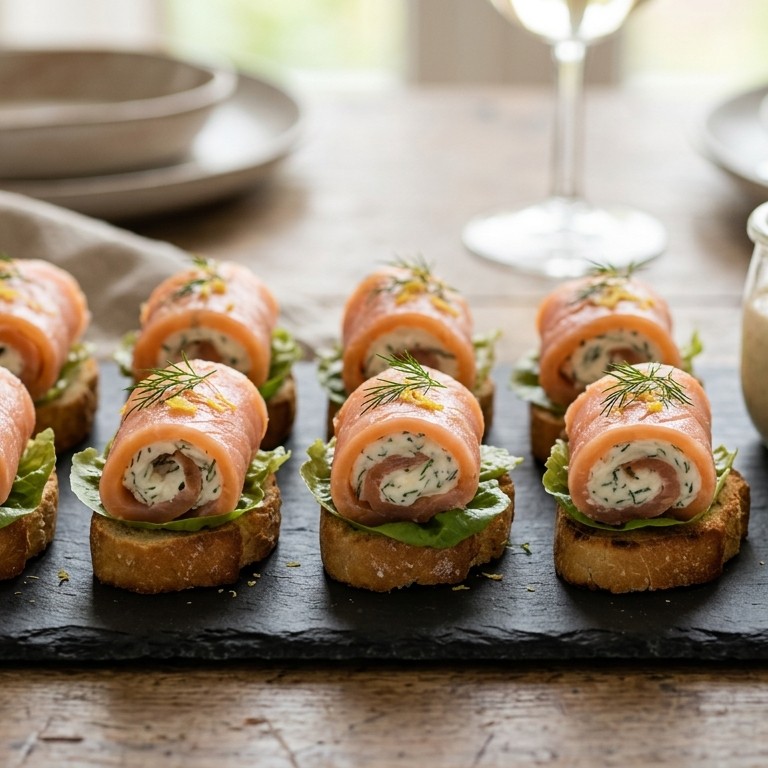 Zalmrolletjes met dilleroom recept