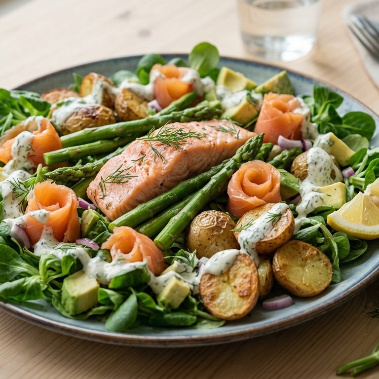 Zalmsalade met groene asperges recept