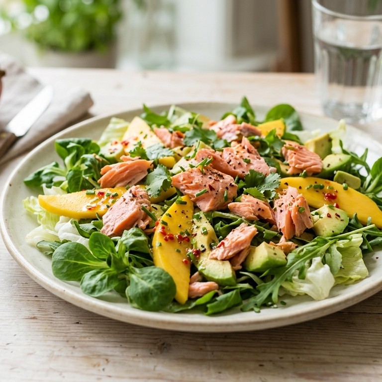 Zalmsalade met mango en avocado recept