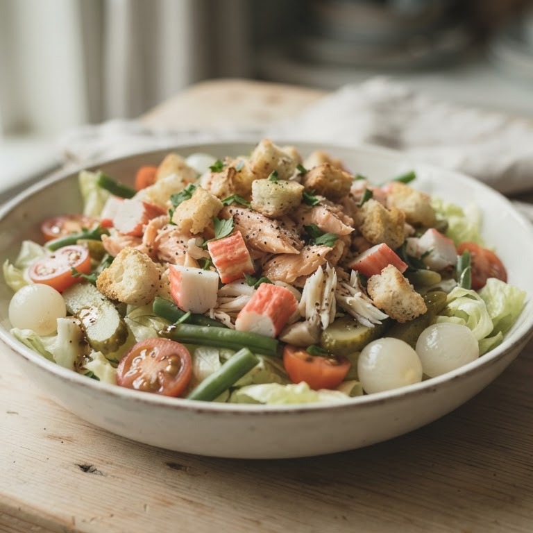 Zalmsalade met surimi recept