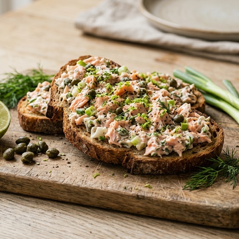 Zalmsalade voor op toast/brood recept