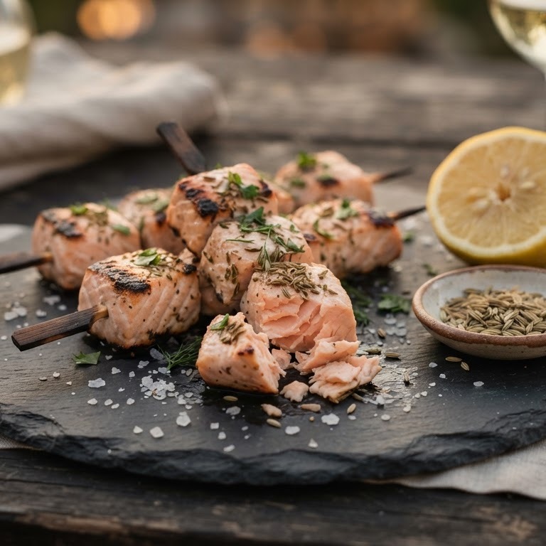 Zalmspiesjes recept