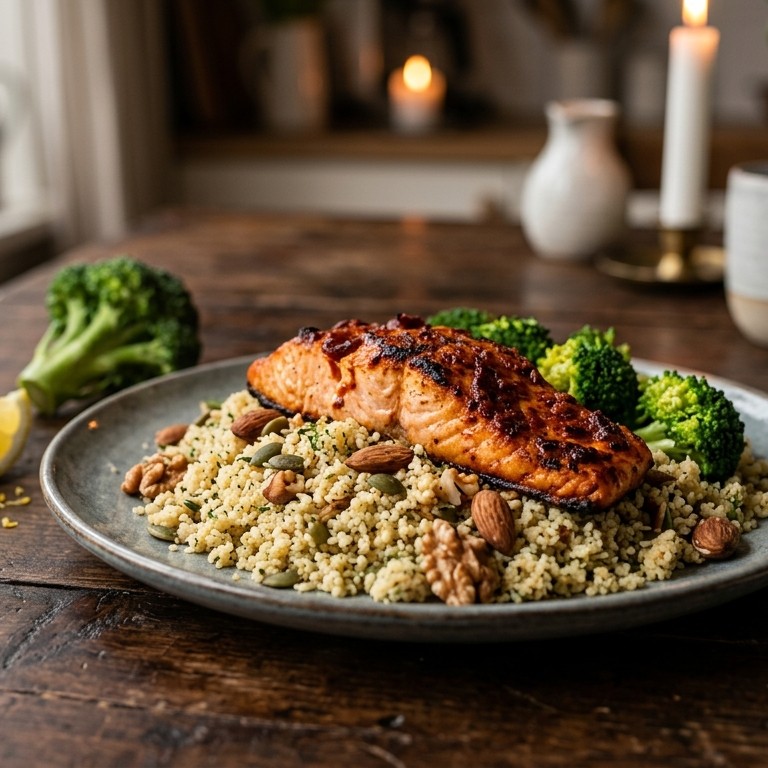 Zalmtika met notencouscous recept