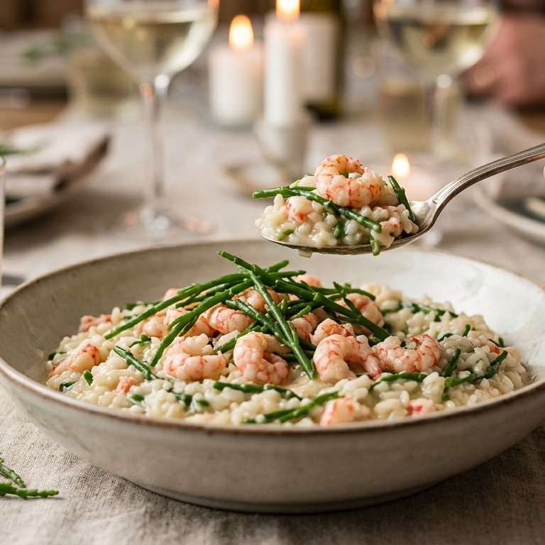 Zeekraal met risotto met rievierkreeftjes recept