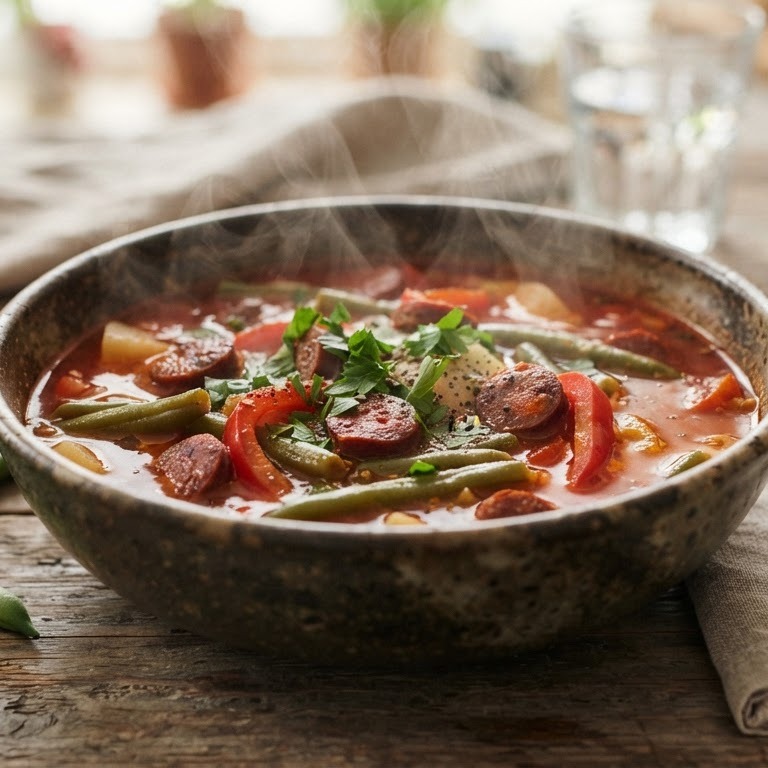 Zigeunersoep met sperziebonen recept