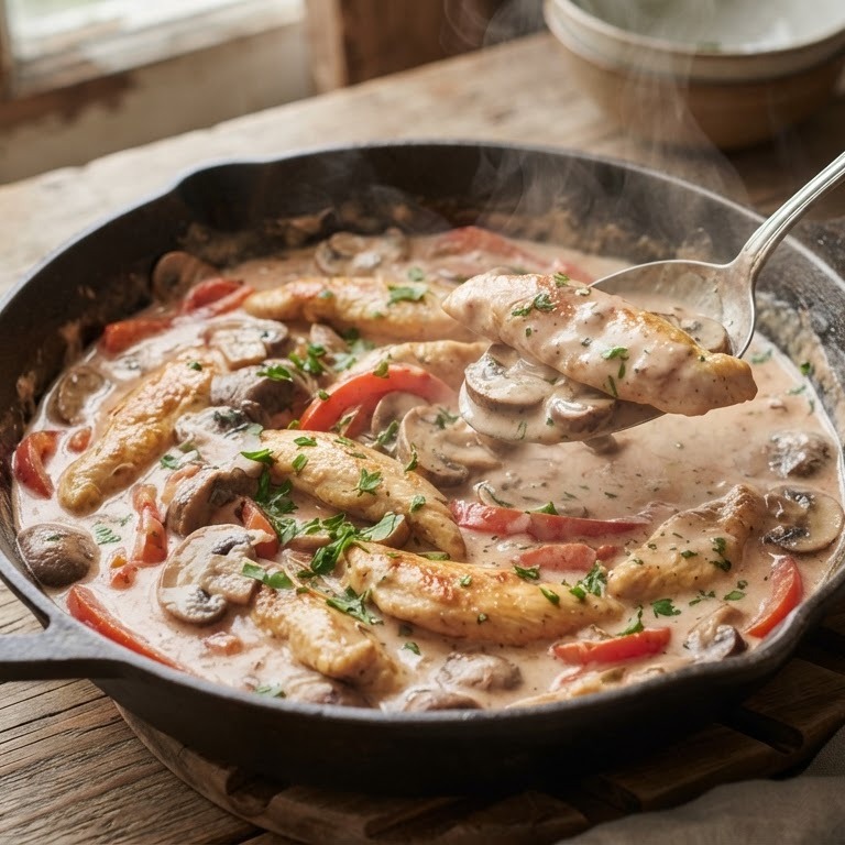 Zoete kip in champignon saus recept