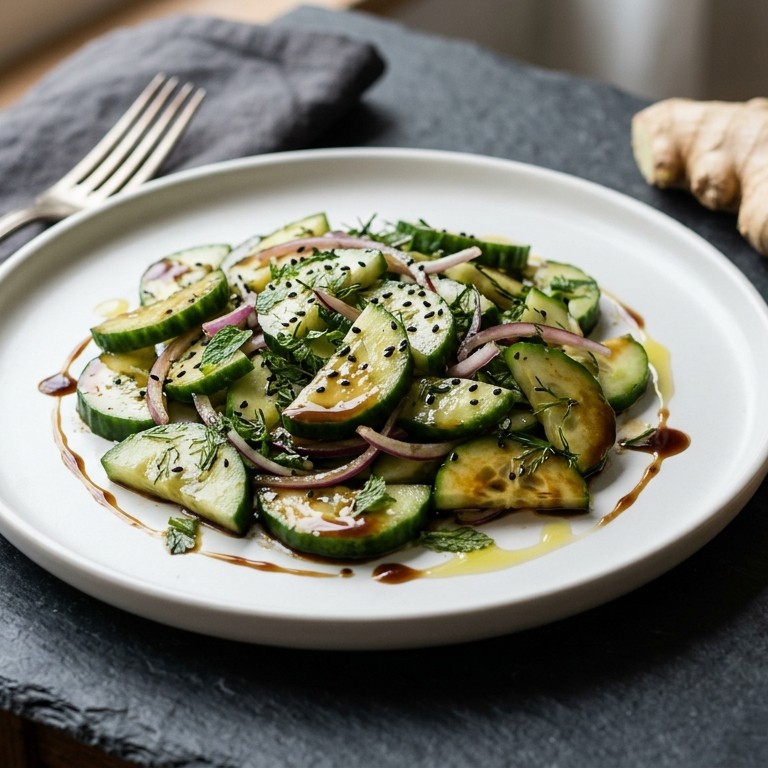 Zoete komkommersalade met gembersiroop recept