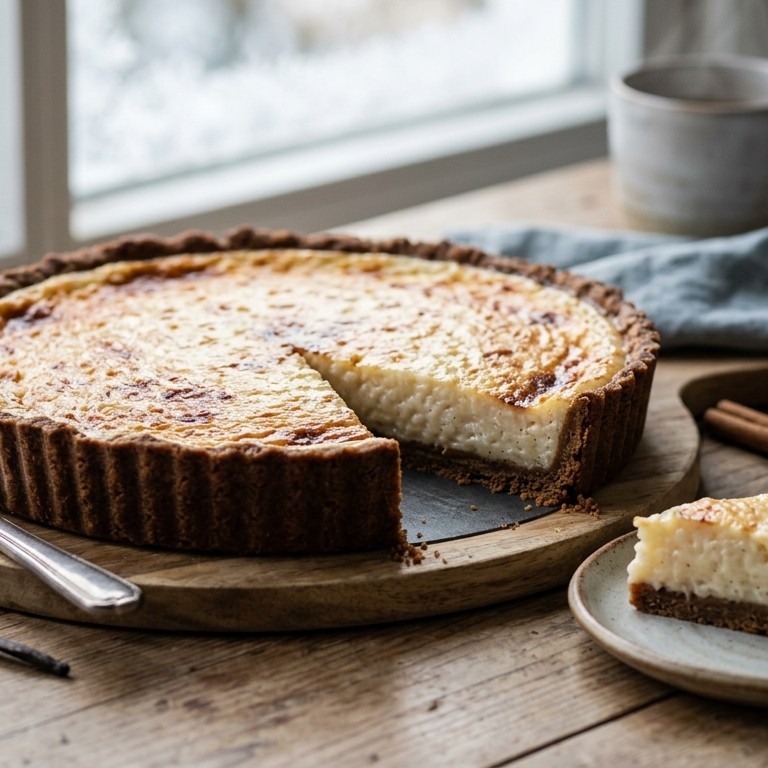 Zoete rijsttaart met speculaaskruidenbodem recept