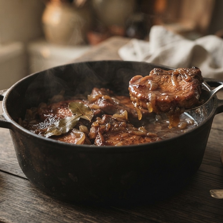 Zoete stoofkarbonade met uien recept