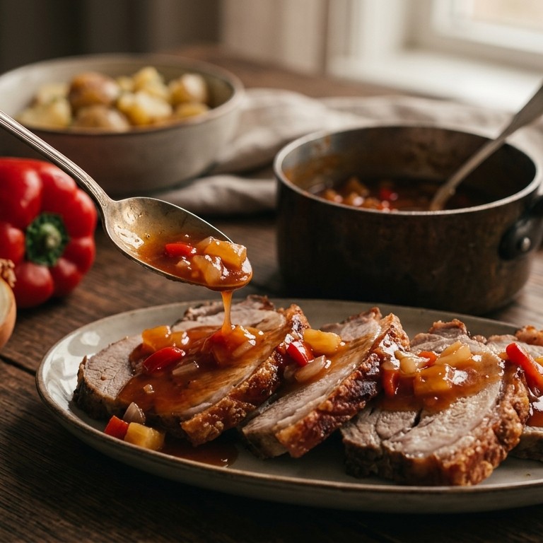 Zoetzure saus  bij rollade of fricandeau recept