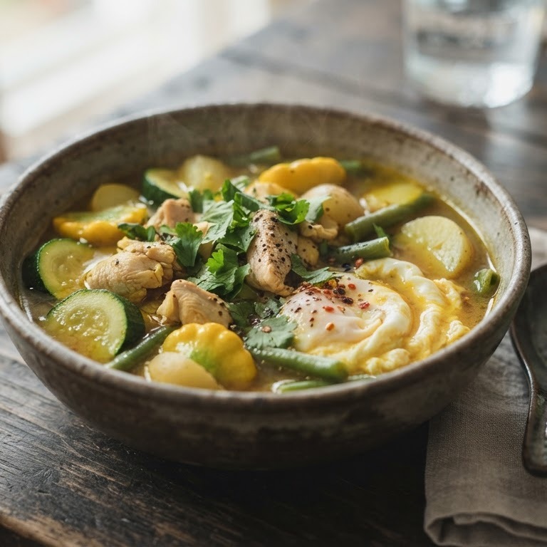 Zomerse maaltijdsoep van courgette met patisson recept