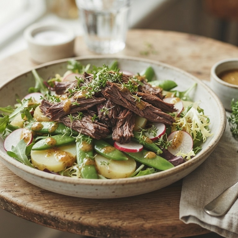 Zomerse salade met stoofvlees recept