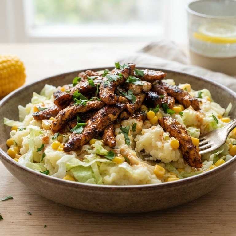 Zomerstampotje met shoarmavlees en ijsbergsla recept
