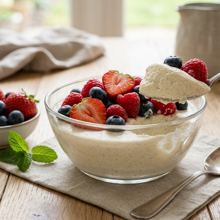 Zomervruchten met griesmeelmousse recept