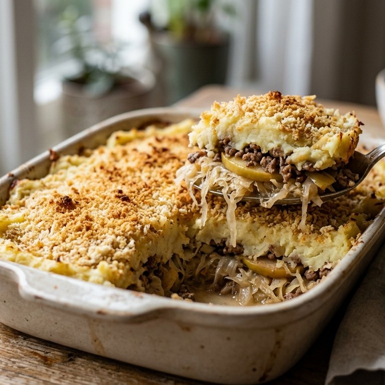 Zuurkool-appel schotel recept
